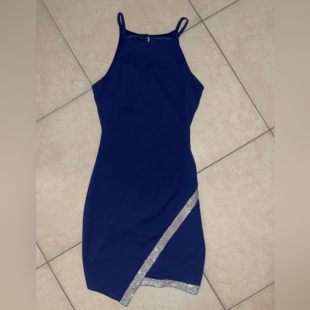 Royal Blue dress with Rhinestones, size S